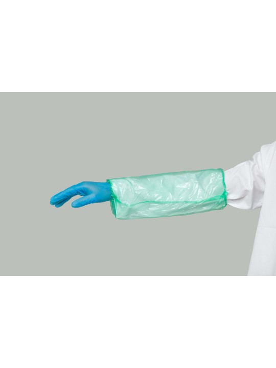 Cubre mangas desechable verde PE galga 80 | KiotechProtección
