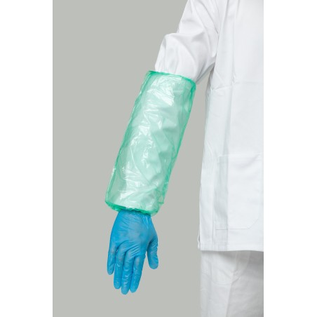 Cubre mangas desechable verde PE galga 80 | KiotechProtección