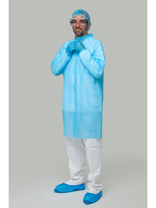 Bata desechable azul PP 30g/m² | KiotechProtección