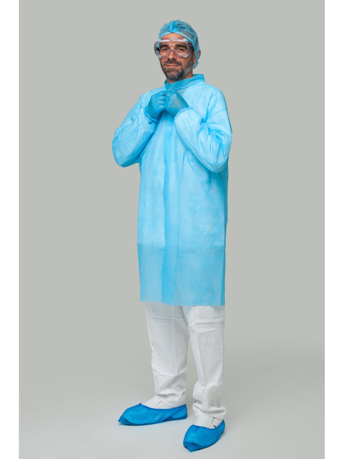 Bata desechable azul PP 30g/m² | KiotechProtección