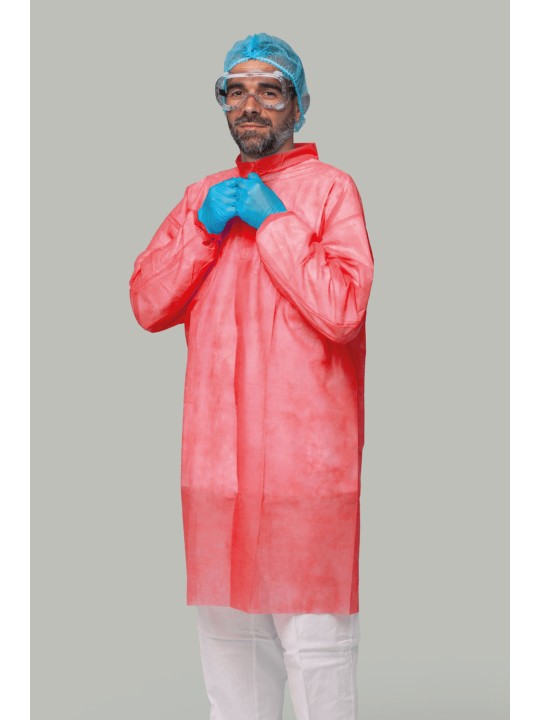 Bata desechable roja PP 30g/m² | KiotechProtección