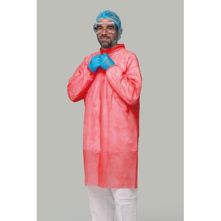 Bata desechable roja PP 30g/m² | KiotechProtección