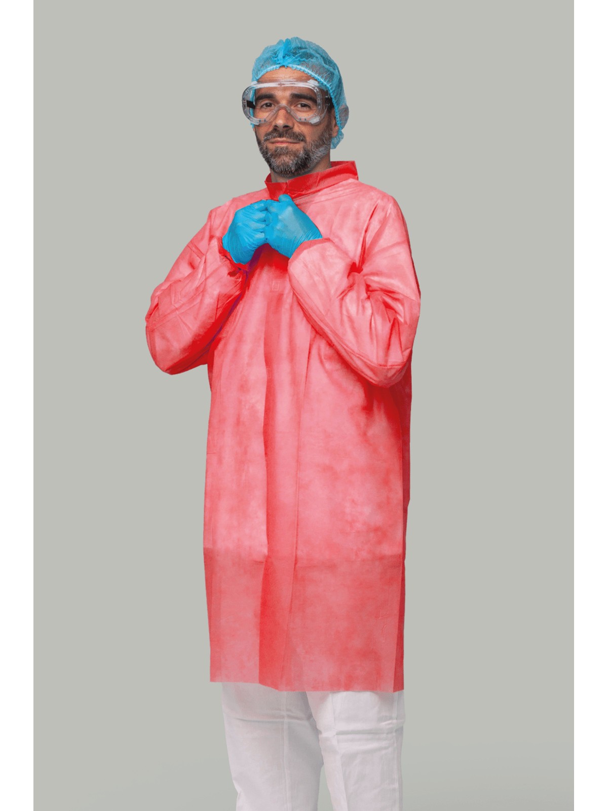 Bata desechable roja PP 30g/m² | KiotechProtección