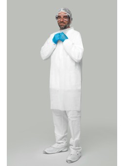 Bata desechable blanca PP 30g/m² | KiotechProtección