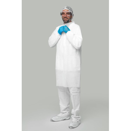 Bata desechable blanca PP 30g/m² | KiotechProtección