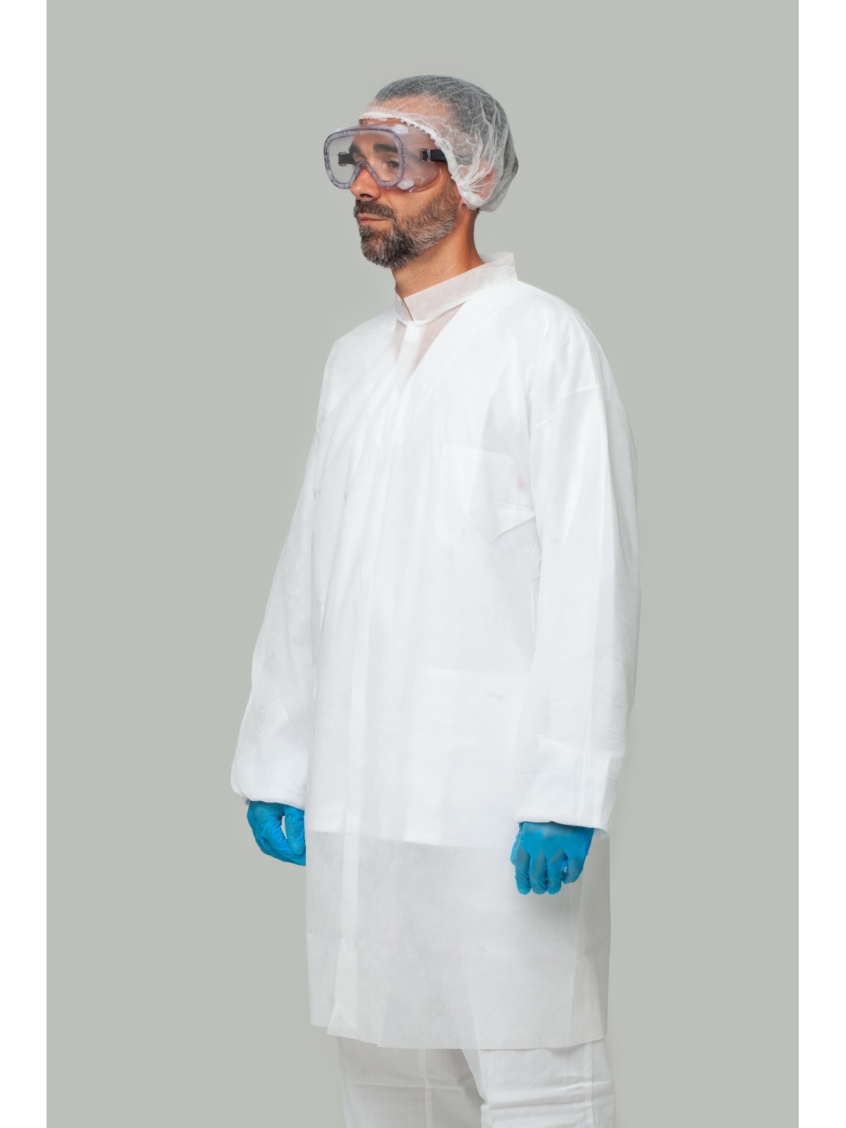 Bata desechable blanca PP 30g/m² | KiotechProtección