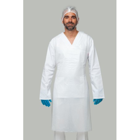 Delantal desechable blanco PE galga 80 | KiotechProtección