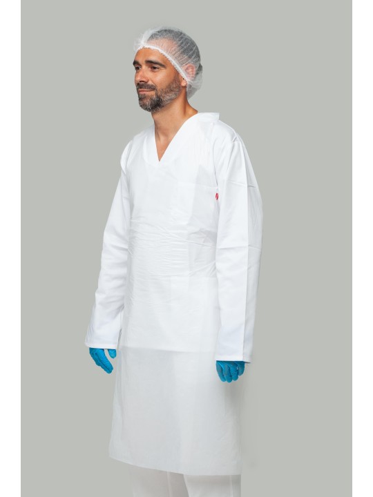 Delantal desechable blanco PE galga 80 | KiotechProtección